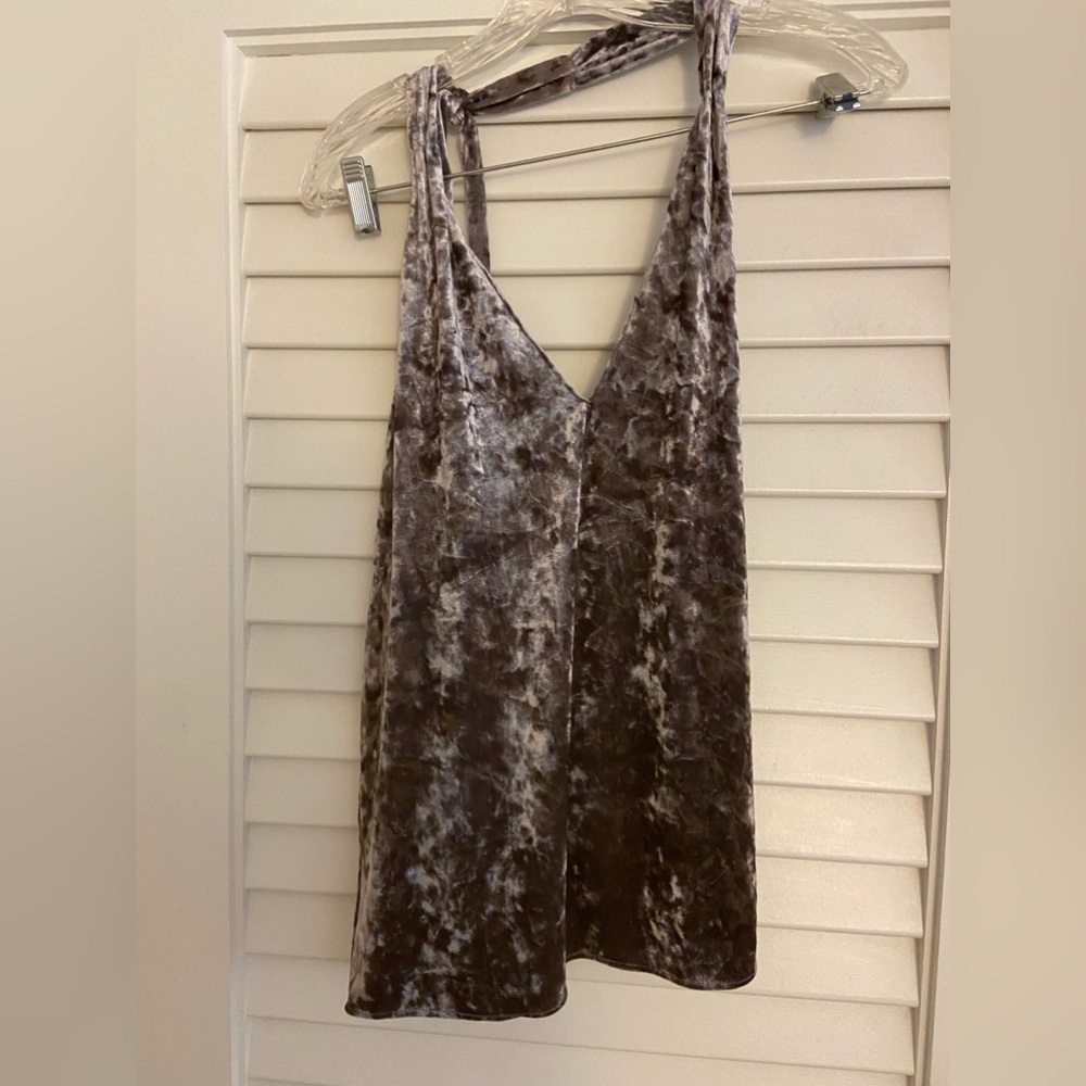 NWT Zara Crushed Velvet Knot Back Top